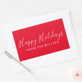 Happy Holidays Sticker Script Red Personalisiert (Umschlag)