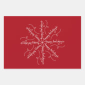 Happy Holidays Stilisierte Schneeflocke auf Rot Geschenkpapier Set (Vorderseite 3)