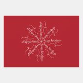 Happy Holidays Stilisierte Schneeflocke auf Rot Geschenkpapier Set (Vorderseite)