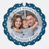 Happy Holidays Stilvolle Moderne Elegantes Foto Ornament Karte (Vorderseite)