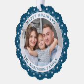 Happy Holidays Stilvolle Moderne Elegantes Foto Ornament Karte (Links)