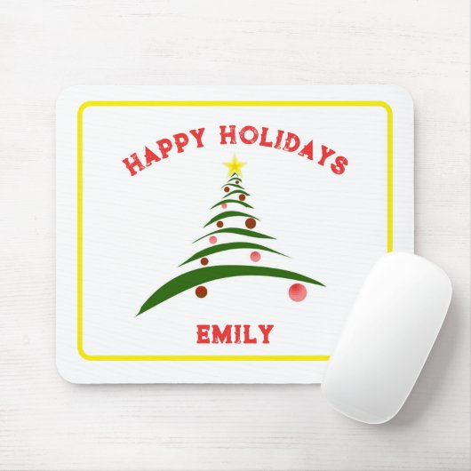 Happy Holidays Stilvolle Weihnachtsbaummäuse Pad Mousepad (Mit Mouse)