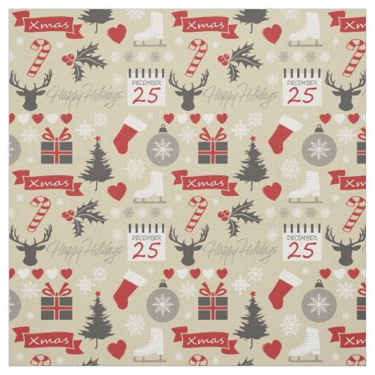 Happy Holidays Stoff (Muster)
