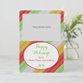 Happy Holidays Striped Foto Feiertagskarte (Stehend Vorderseite)