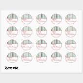 Happy Holidays Striped Weihnachtskleber Runder Aufkleber (Blatt)