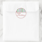 Happy Holidays Striped Weihnachtskleber Runder Aufkleber (Tasche)
