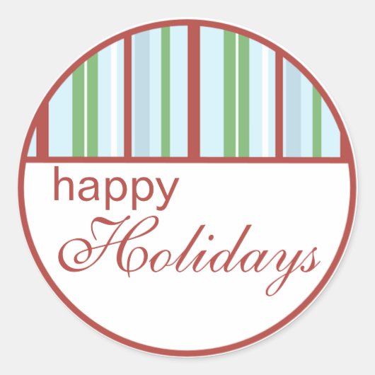Happy Holidays Striped Weihnachtskleber Runder Aufkleber (Vorderseite)
