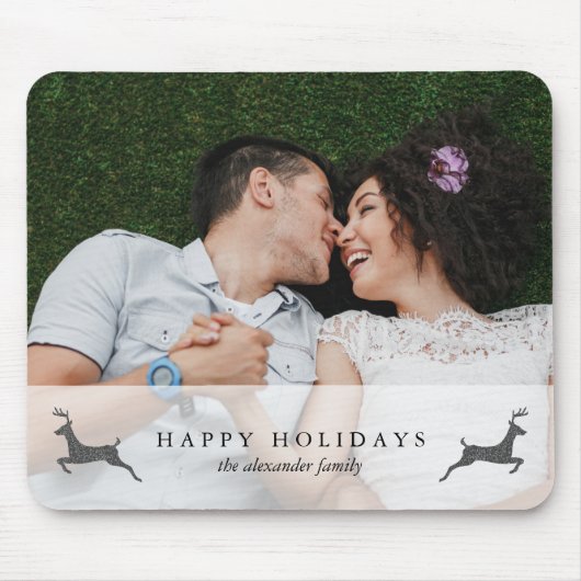 Happy Holidays Stylish Deer Foto Mousepad (Vorne)