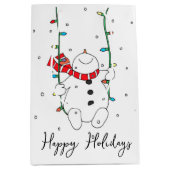 Happy Holidays Swinging Snowman Mittlere Geschenktüte (Vorderseite)