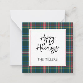HAPPY HOLIDAYS Tartan Kariert Classic Preppy NAME Mitteilungskarte