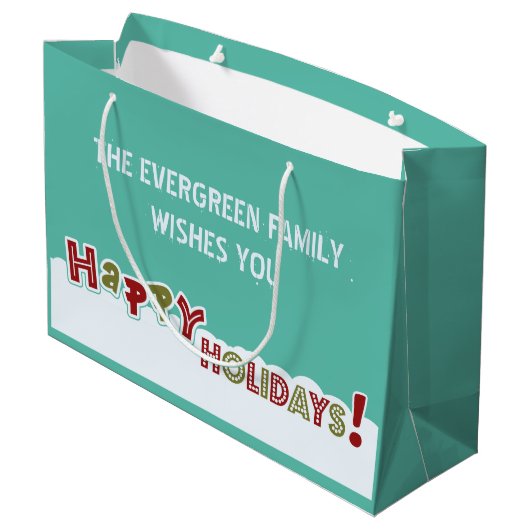 Happy Holidays Tasche Große Geschenktüte (Rückseite Schrägansicht)