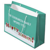 Happy Holidays Tasche Große Geschenktüte (Vorderseite Schrägansicht)