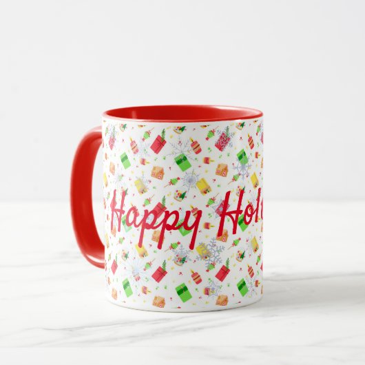 Happy Holidays Tasse (Vorderseite Links)