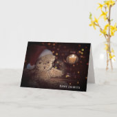 Happy Holidays Teddy Bär mit Kerzenschein Karte (Gelbe Blume)