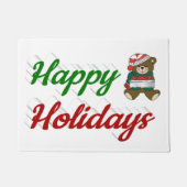 Happy Holidays Teddy Bear Weihnachtsskript Fußmatte (Vorderseite)