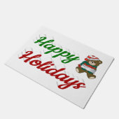 Happy Holidays Teddy Bear Weihnachtsskript Fußmatte (Schrägansicht)