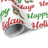 Happy Holidays Teddy Bear Weihnachtsskript Geschenkpapier (Rolleneckpunkt)