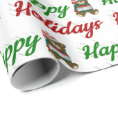 Happy Holidays Teddy Bear Weihnachtsskript Geschenkpapier (Rolleneckpunkt)
