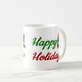Happy Holidays Teddy Bear Weihnachtsskript Kaffeetasse (VorderseiteRechts)