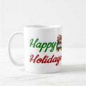 Happy Holidays Teddy Bear Weihnachtsskript Kaffeetasse (Links)
