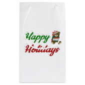 Happy Holidays Teddy Bear Weihnachtsskript Kleine Geschenktüte (Rückseite)