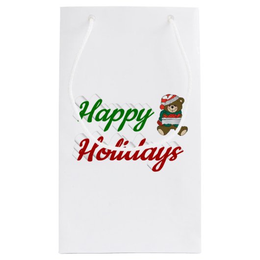 Happy Holidays Teddy Bear Weihnachtsskript Kleine Geschenktüte (Rückseite)