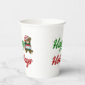 Happy Holidays Teddy Bear Weihnachtsskript Pappbecher (Links)