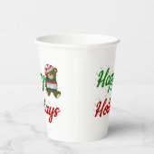 Happy Holidays Teddy Bear Weihnachtsskript Pappbecher (Rechts)