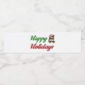 Happy Holidays Teddy Bear Weihnachtsskript Wasserflaschenetikett (Einzelnes Label)