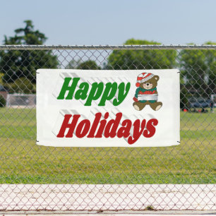 Happy Holidays Teddy Bear Weihnachtstypografie Banner