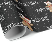 HAPPY HOLIDAYS Text mit Lebkuchen Mann Geschenkpapier (Rolleneckpunkt)