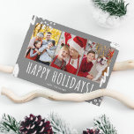 Happy Holidays Three Foto Family Weihnachten<br><div class="desc">Happy Holidays 3 Foto Weihnachtskarte für die gemeinsame Nutzung Ihrer Wünsche mit Familie und Freunden in dieser Feriensaison. Mit drei Fotos und Ihrem Familiennamen anpassen. Bestellen Sie jetzt und teilen Sie die Freude am Urlaub und die Schönheit der Momente Ihrer Familie mit denen,  die am wichtigsten sind.</div>
