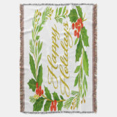 'Happy Holidays' Throw Blanket Decke (Vorderseite Vertikal)