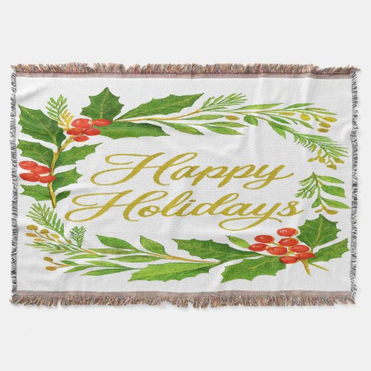 'Happy Holidays' Throw Blanket Decke (Vorderseite)