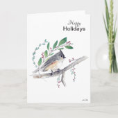 Happy Holidays Titmouse Bird Card Karte (Vorderseite)