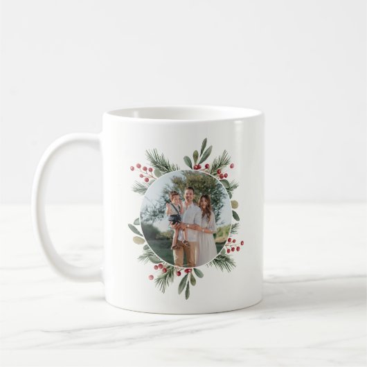 Happy Holidays to Mama Holly Berries Familie Foto Kaffeetasse (Links)