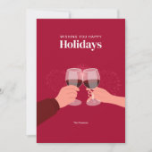 Happy Holidays | Toasting Wine Glasses Gruß Karte (Vorderseite)
