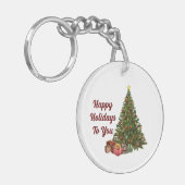Happy Holidays Tree Acrylic Schlüsselanhänger (Vorderseite links)