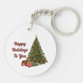 Happy Holidays Tree Acrylic Schlüsselanhänger (Rückseite)