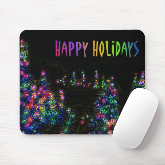 Happy Holidays Tree Lights Mousepad (Mit Mouse)