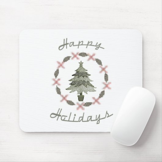 Happy Holidays Tree Mousepad (Mit Mouse)