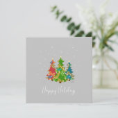 Happy Holidays Trees Snowflakes Modern Grey (Stehend Vorderseite)