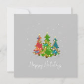 Happy Holidays Trees Snowflakes Modern Grey (Vorderseite)