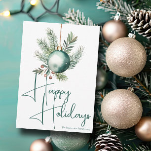 Happy Holidays Trendy Green Watercolor Feiertagskarte