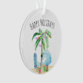 Happy Holidays Tropical Christmas Palm Tree Beach Ornament (Vorderseite)