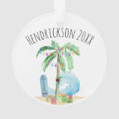Happy Holidays Tropical Christmas Palm Tree Beach Ornament (Rückseite)
