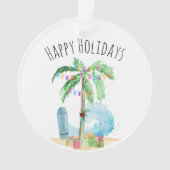 Happy Holidays Tropical Christmas Palm Tree Beach Ornament (Vorderseite)