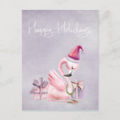 Happy Holidays Tropical Hübsch Flamingo Pink Postkarte (Vorderseite)