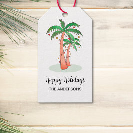 Happy Holidays Tropical Palm Tree Gift Tags Geschenkanhänger