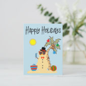 Happy Holidays Tropical Sand Snowman Weihnachten Postkarte (Stehend Vorderseite)